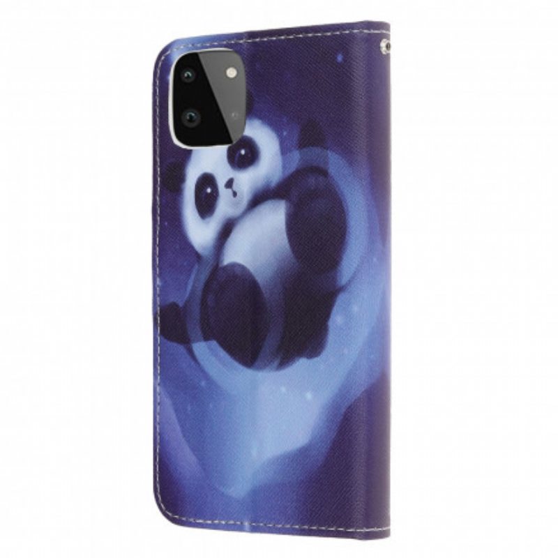 Kotelot Samsung Galaxy A22 5G Suojaketju Kuori Panda Space Kaulanauhalla