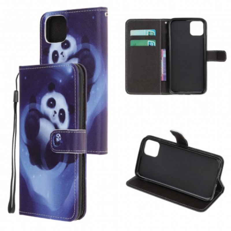 Kotelot Samsung Galaxy A22 5G Suojaketju Kuori Panda Space Kaulanauhalla