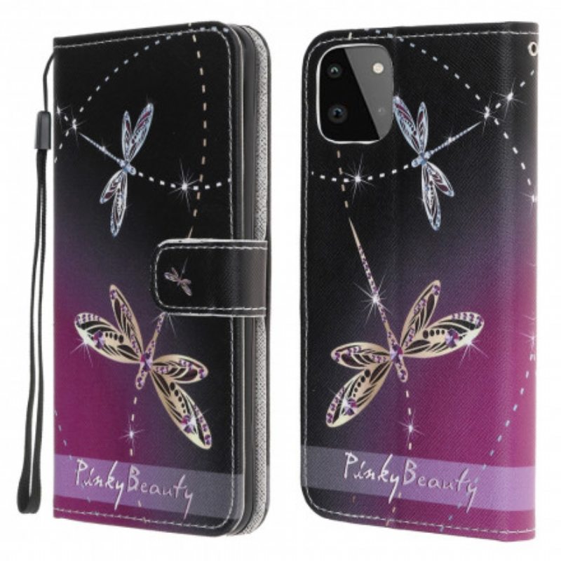 Kotelot Samsung Galaxy A22 5G Suojaketju Kuori Strappy Dragonflies