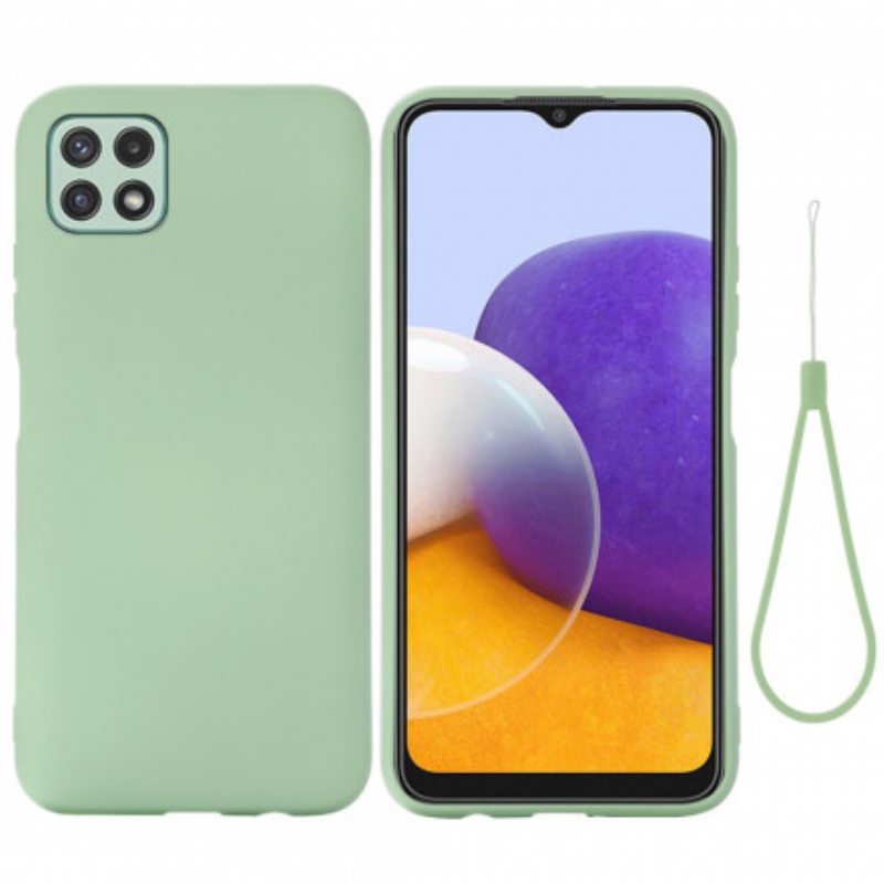 Kuori Samsung Galaxy A22 5G Nestemäinen Silikoni Kaulanauhalla