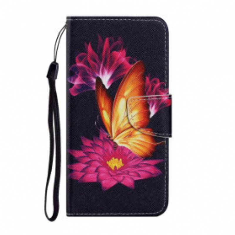Nahkakotelo Samsung Galaxy A22 5G Butterfly Ja Lotus