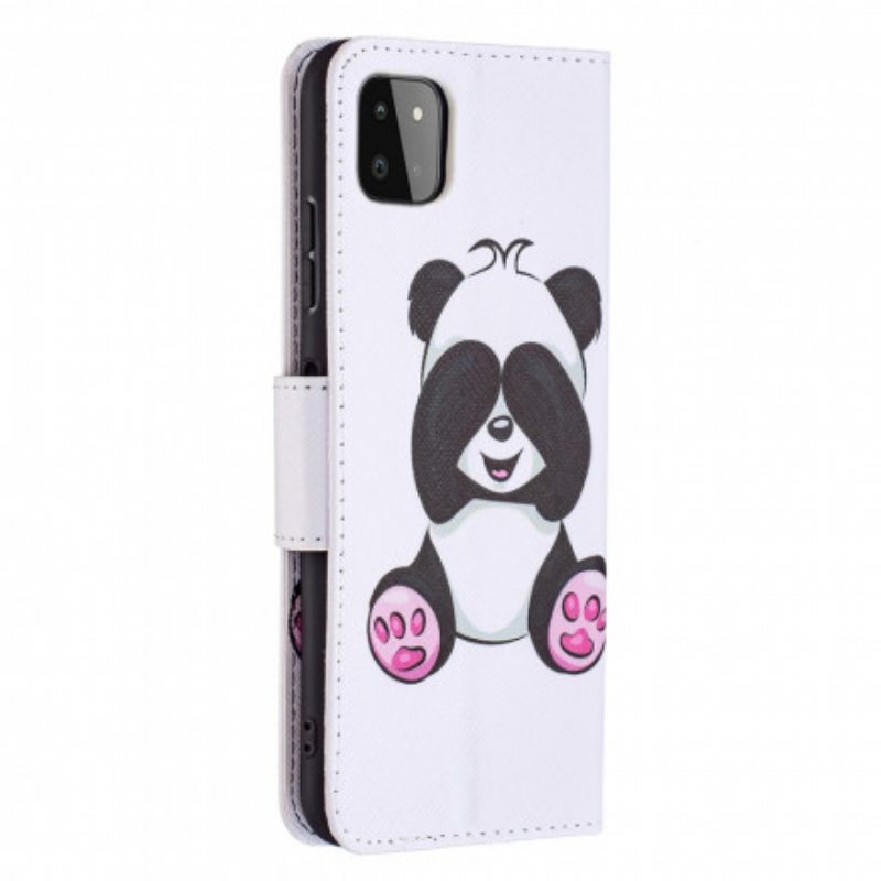 Nahkakotelo Samsung Galaxy A22 5G Panda Hauskaa