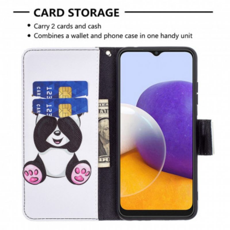 Nahkakotelo Samsung Galaxy A22 5G Panda Hauskaa