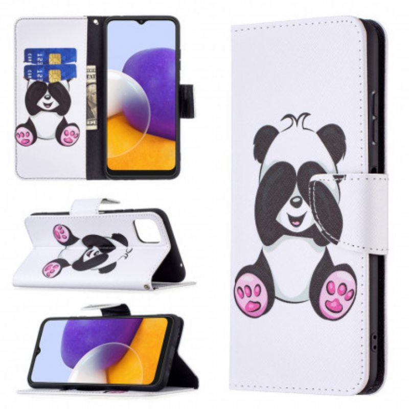 Nahkakotelo Samsung Galaxy A22 5G Panda Hauskaa