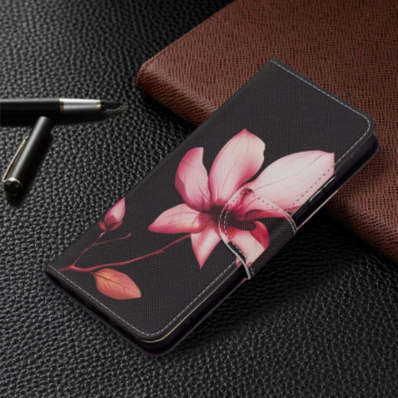 Nahkakotelo Samsung Galaxy A22 5G Vaaleanpunainen Kukka