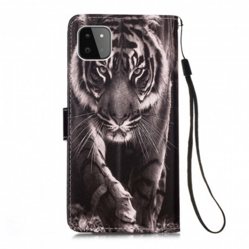 Nahkakotelo Samsung Galaxy A22 5G Yön Tiikeri