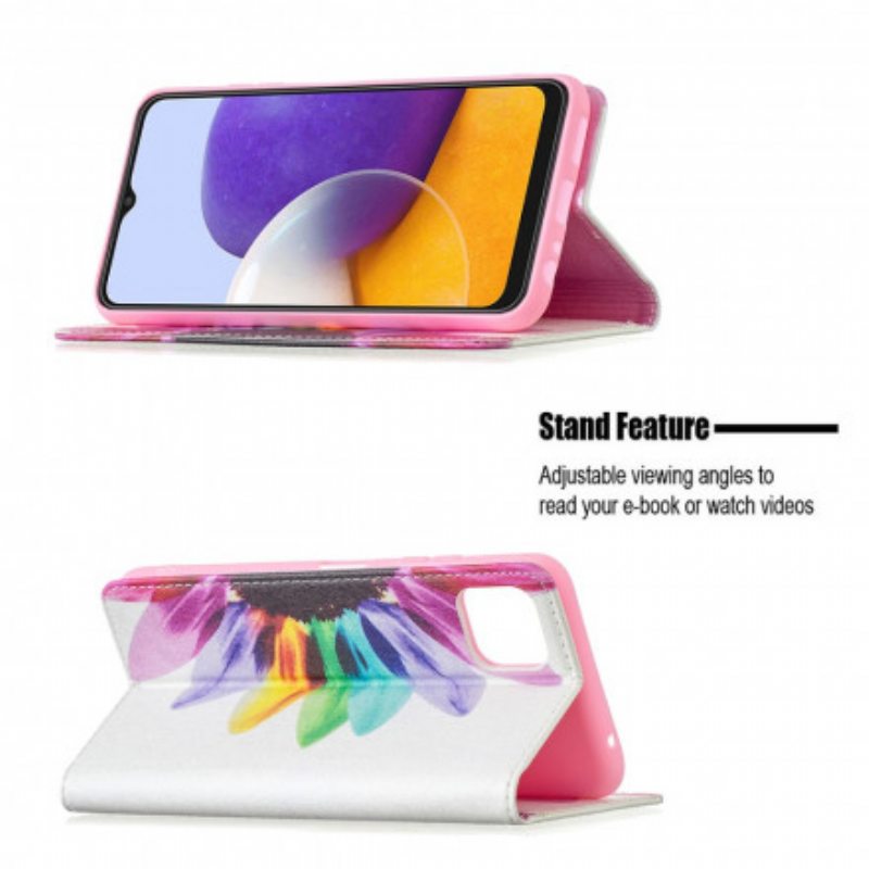 Puhelinkuoret Samsung Galaxy A22 5G Kotelot Flip Akvarelli Kukka