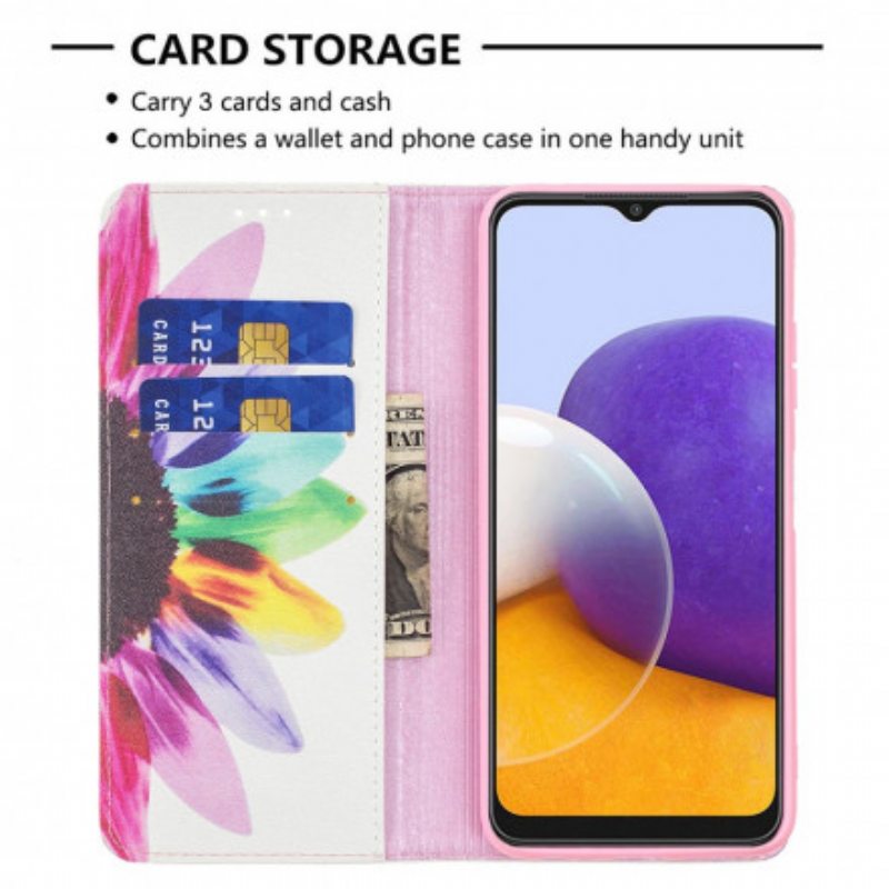 Puhelinkuoret Samsung Galaxy A22 5G Kotelot Flip Akvarelli Kukka