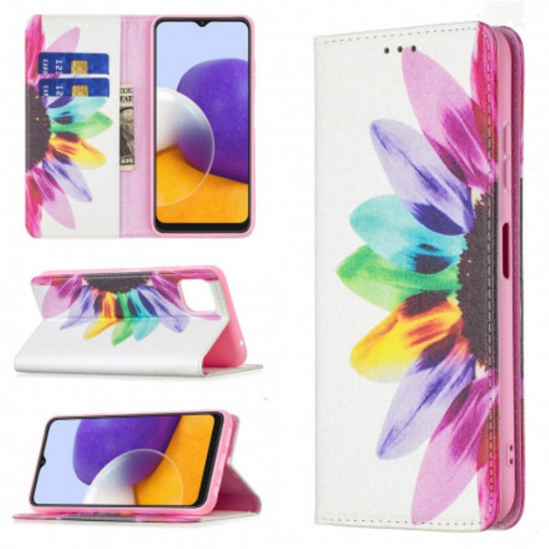 Puhelinkuoret Samsung Galaxy A22 5G Kotelot Flip Akvarelli Kukka