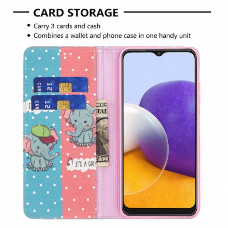 Puhelinkuoret Samsung Galaxy A22 5G Kotelot Flip Vauvat Norsut