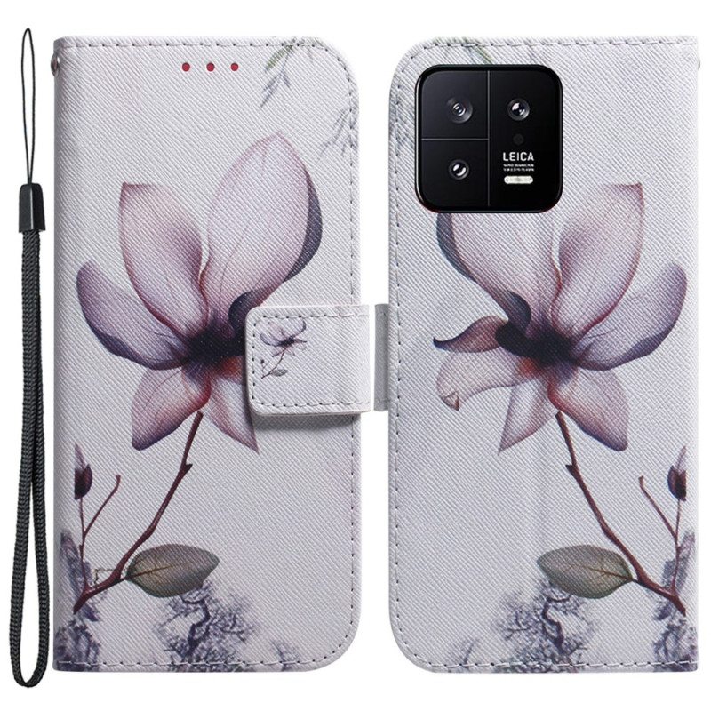 Flip Case Xiaomi 13 Suojaketju Kuori Olkainen Ruusunkukka