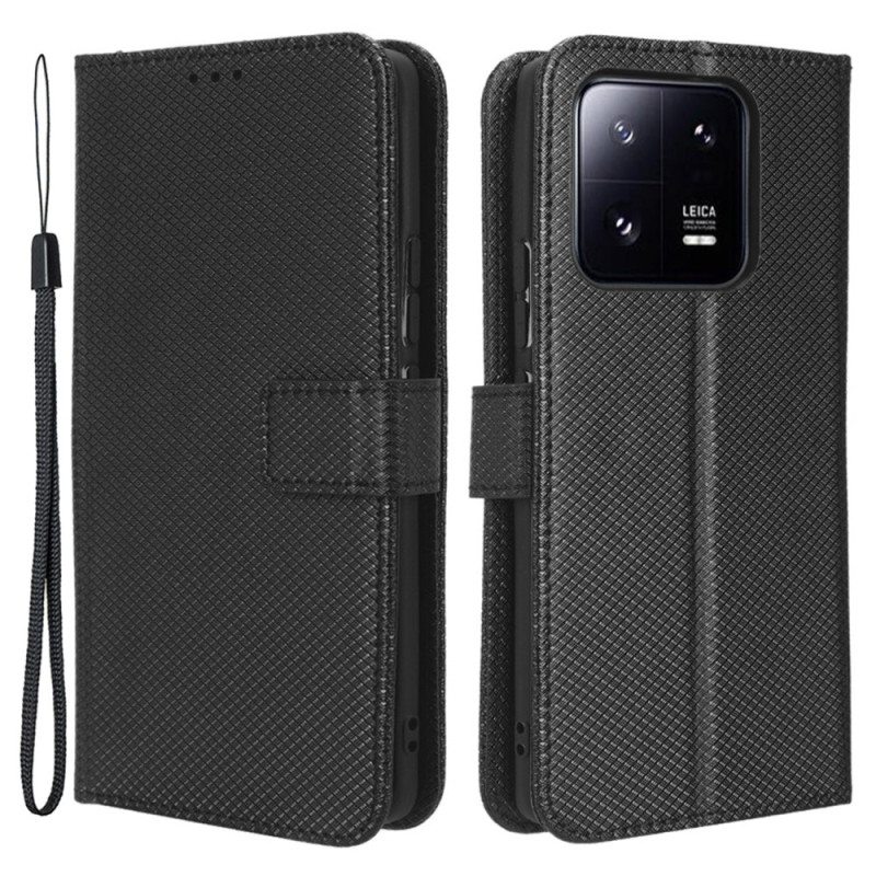 Flip Case Xiaomi 13 Suojaketju Kuori Tyylikäs Strappy Faux Leather