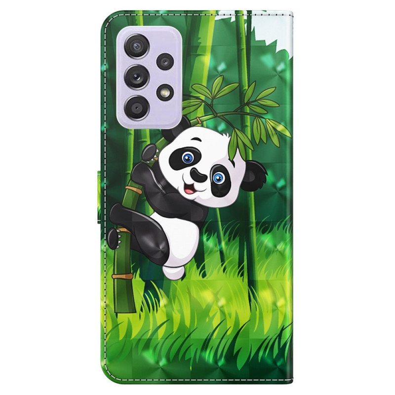 Flip Case Samsung Galaxy A23 5G Suojaketju Kuori Bambupanda Kaulanauhalla