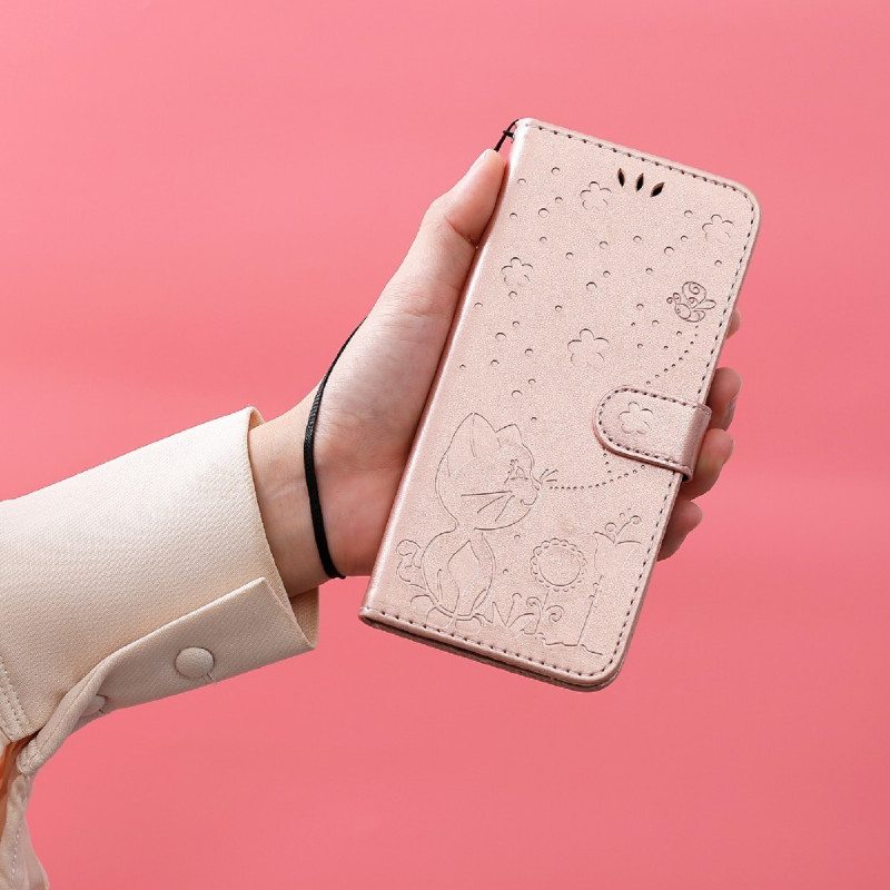 Kotelot Samsung Galaxy A72 4G / A72 5G Suojaketju Kuori Kissa Ja Mehiläinen Kaulanauhalla