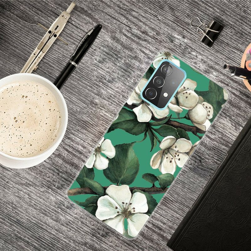 Kuori Samsung Galaxy A72 4G / A72 5G Maalattuja Valkoisia Kukkia