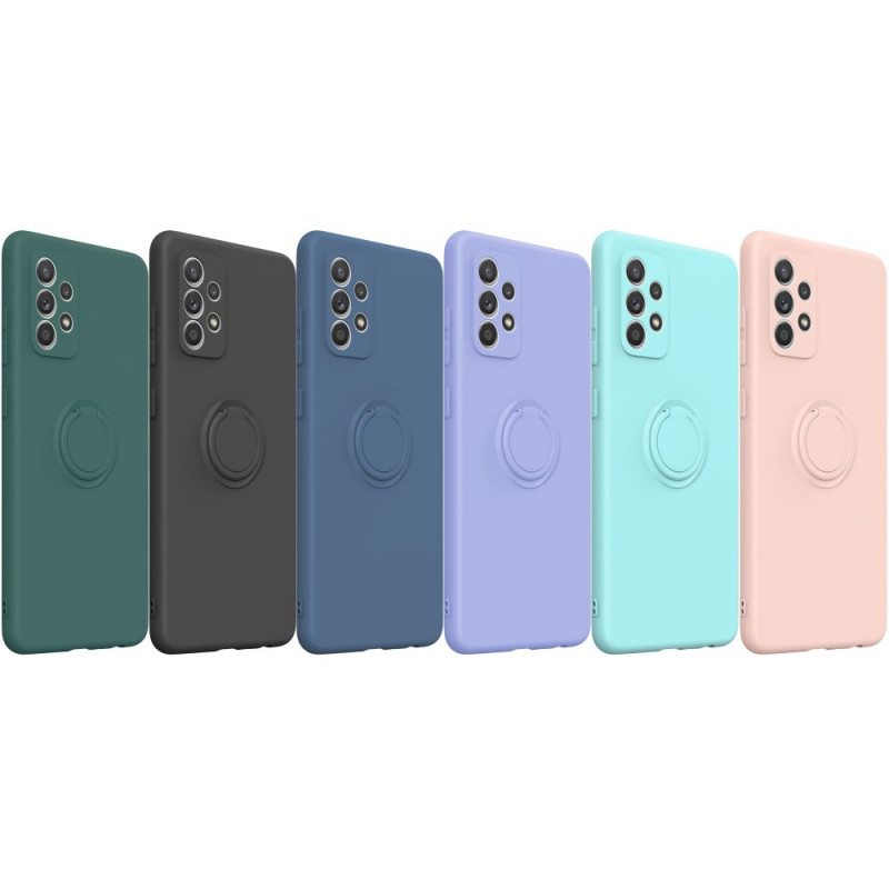 Kuori Samsung Galaxy A72 4G / A72 5G Nestemäinen Silikonirengas Ja Kaulanauha