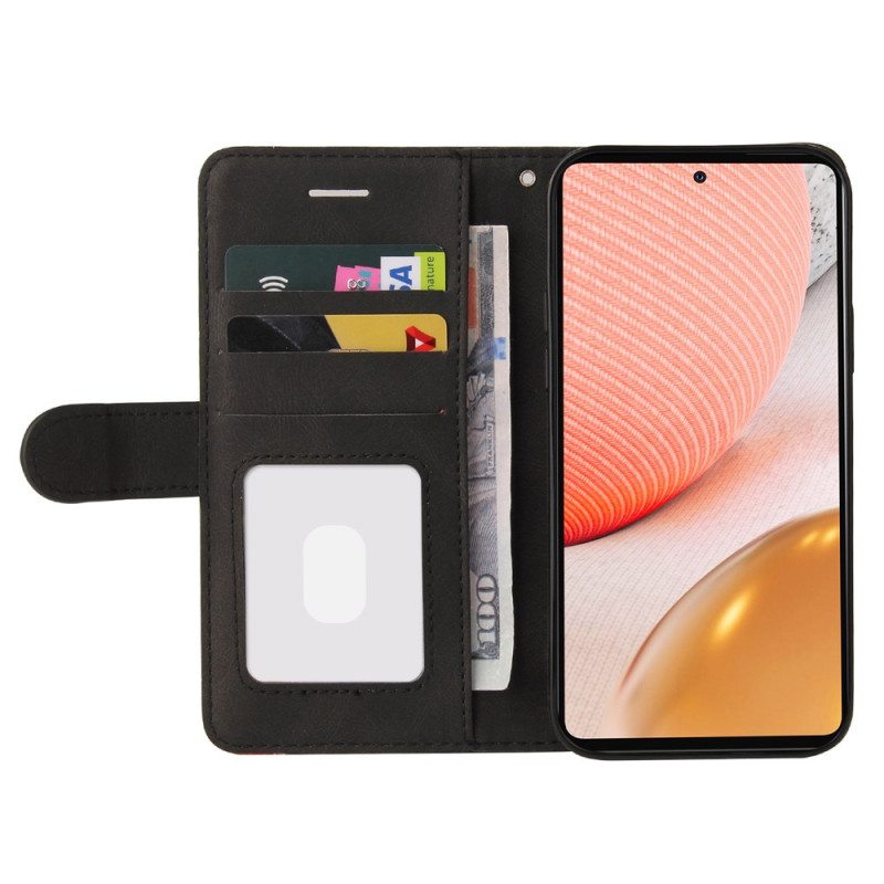 Nahkakotelo Samsung Galaxy A72 4G / A72 5G Kaksisävyinen Signature Faux Leather