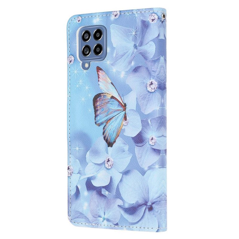 Kotelot Samsung Galaxy M53 5G Suojaketju Kuori Stringit Perhoset