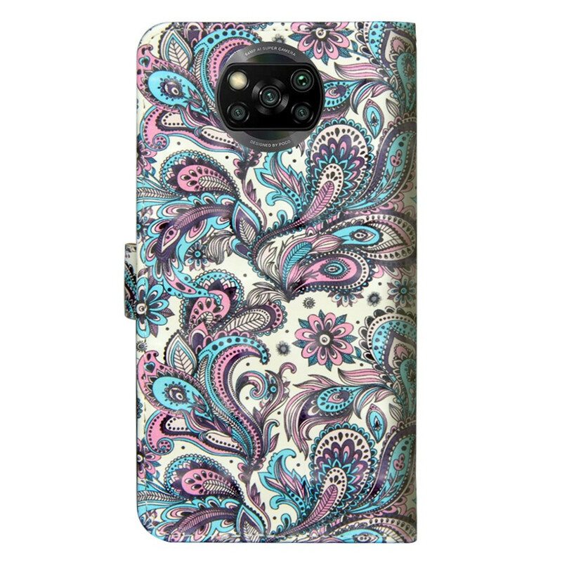 Flip Case Poco X3 / X3 Pro / X3 NFC Kukkakuvioita