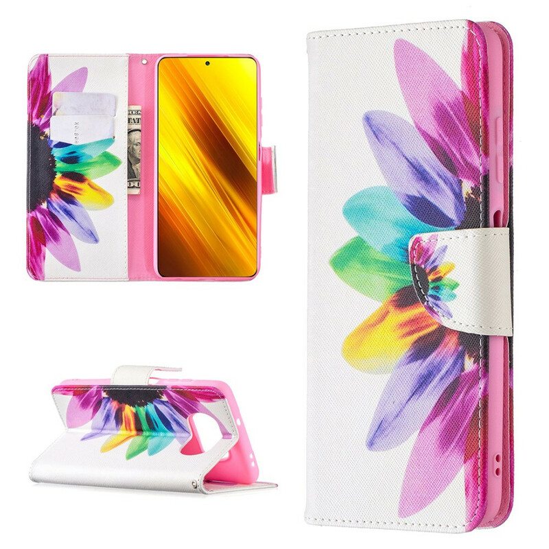 Nahkakotelo Poco X3 / X3 Pro / X3 NFC Akvarelli Kukka