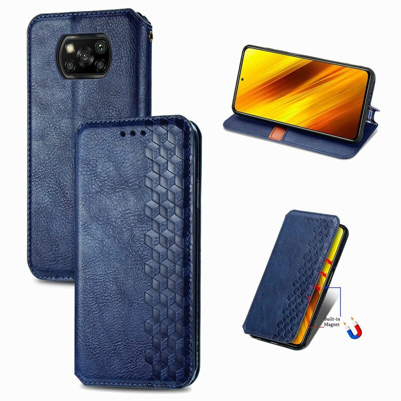 Puhelinkuoret Poco X3 / X3 Pro / X3 NFC Kotelot Flip Nahkaefekti Diamond Texture