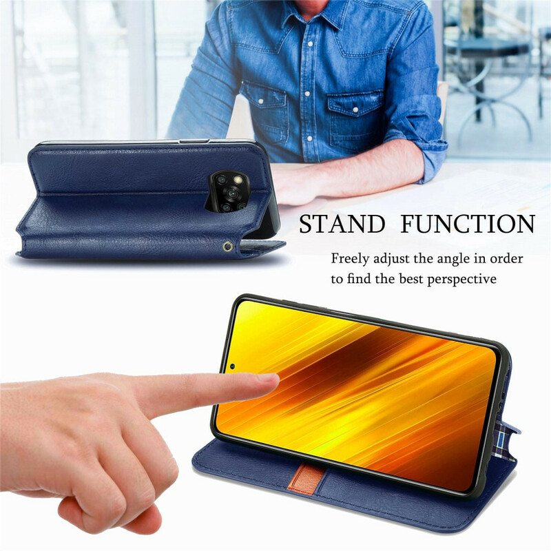 Puhelinkuoret Poco X3 / X3 Pro / X3 NFC Kotelot Flip Nahkaefekti Diamond Texture