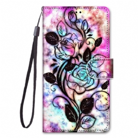 Flip Case Xiaomi Redmi Note 11 Pro Plus 5G Suojaketju Kuori Strap Kukat