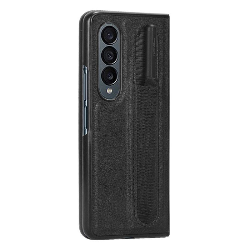 Kuori Samsung Galaxy Z Fold 4 Keinonahkainen Retro Stylus