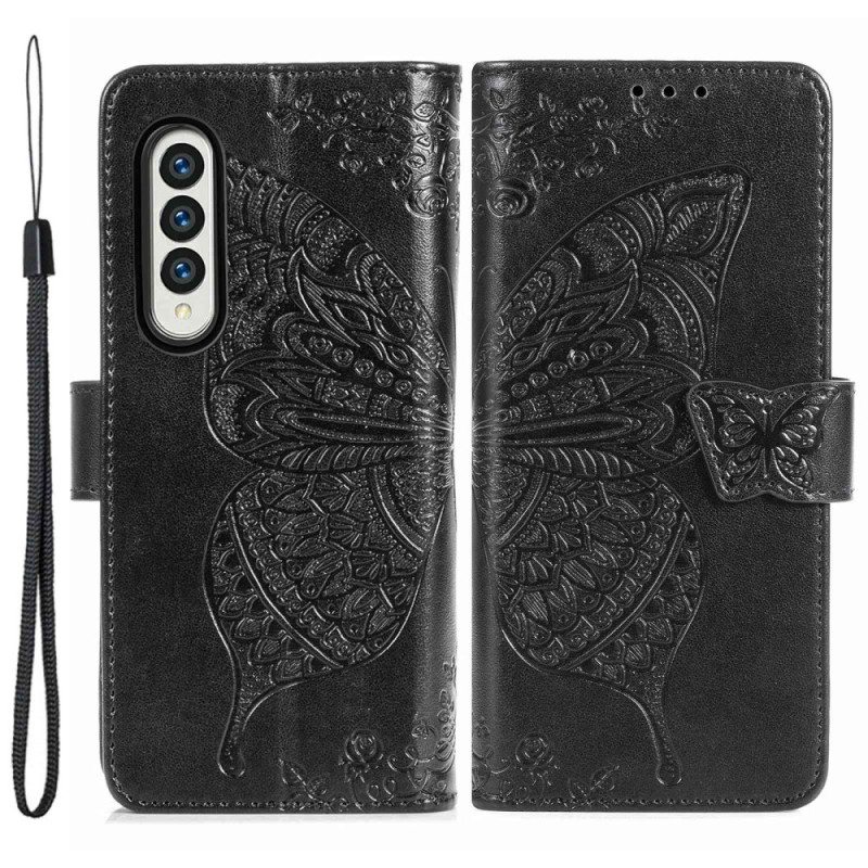 Nahkakotelo Samsung Galaxy Z Fold 4 Jättiläinen Perhonen