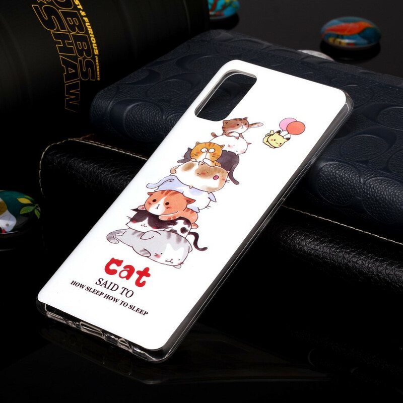 Case Samsung Galaxy A41 Fluoresoivat Kissat