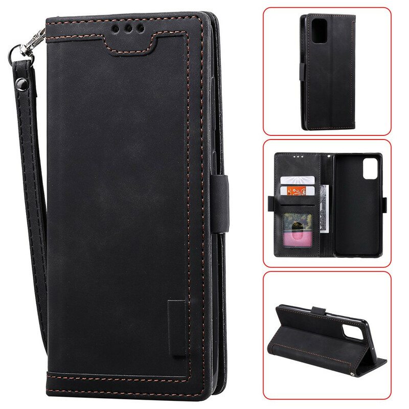 Flip Case Samsung Galaxy A41 Kaksisävyiset Keinonahkavahvistetut Muodot