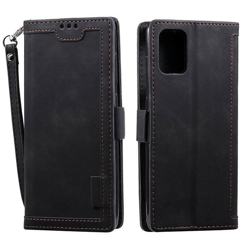 Flip Case Samsung Galaxy A41 Kaksisävyiset Keinonahkavahvistetut Muodot