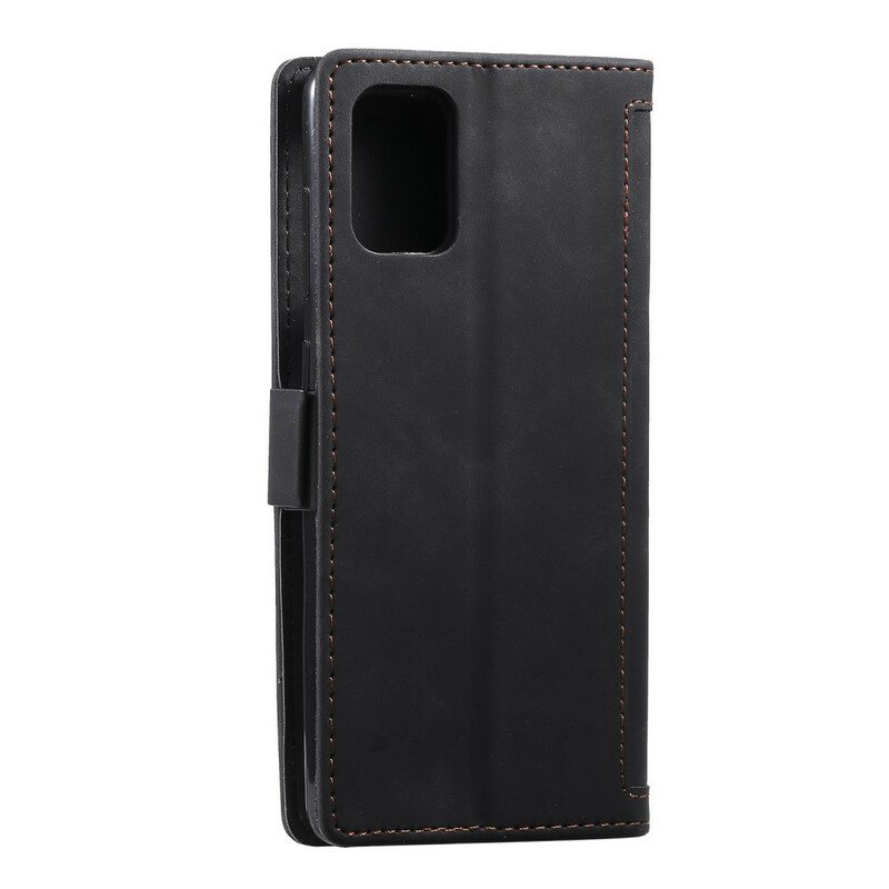Flip Case Samsung Galaxy A41 Kaksisävyiset Keinonahkavahvistetut Muodot