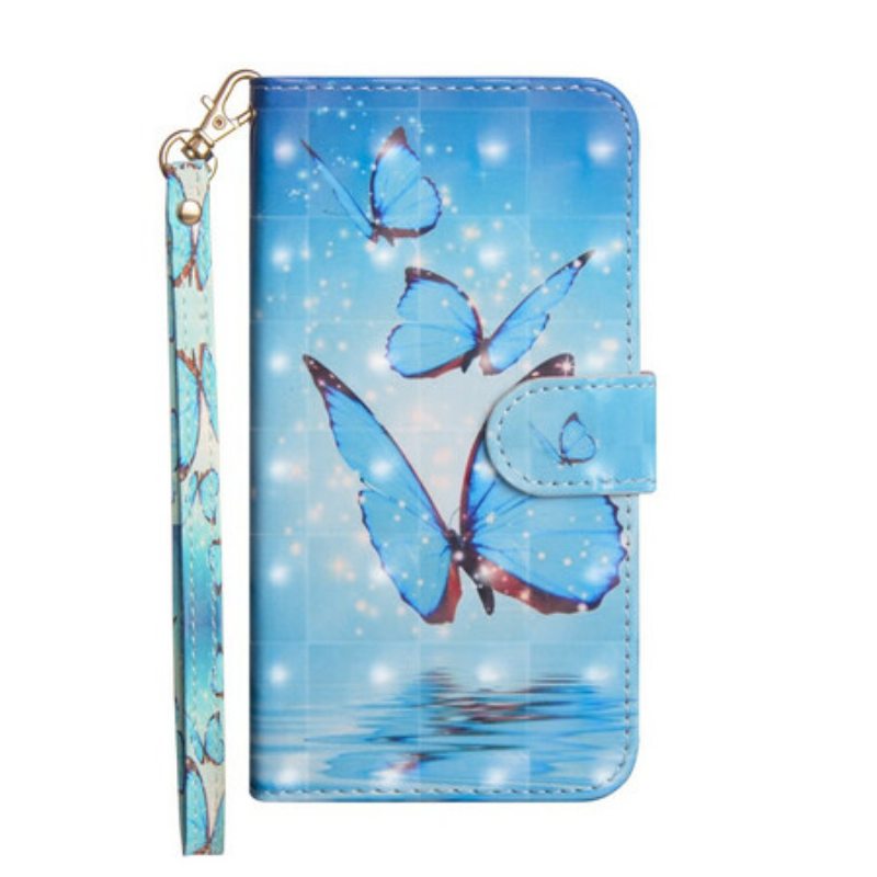 Flip Case Samsung Galaxy A41 Lentävät Siniset Perhoset