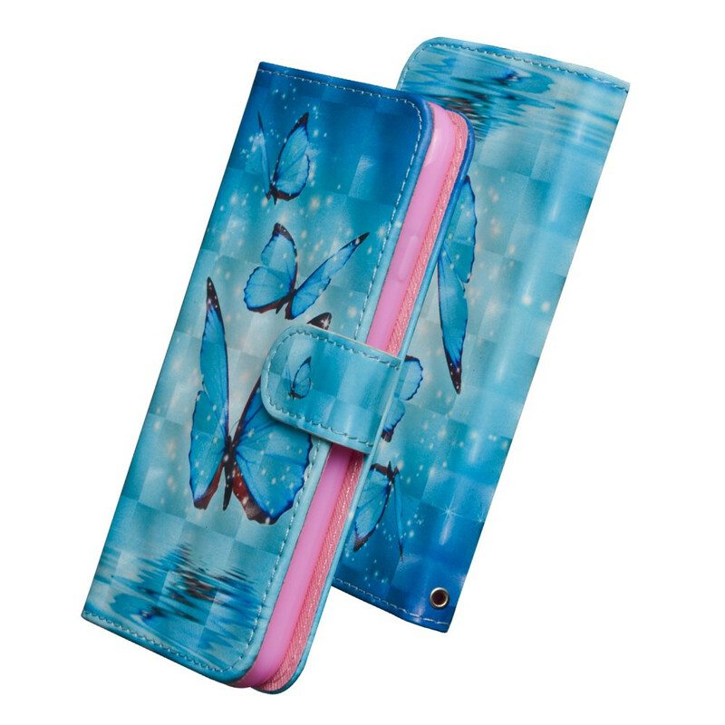 Flip Case Samsung Galaxy A41 Lentävät Siniset Perhoset