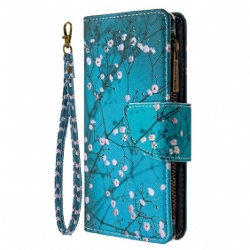 Flip Case Samsung Galaxy A41 Vetoketjullinen Puutasku