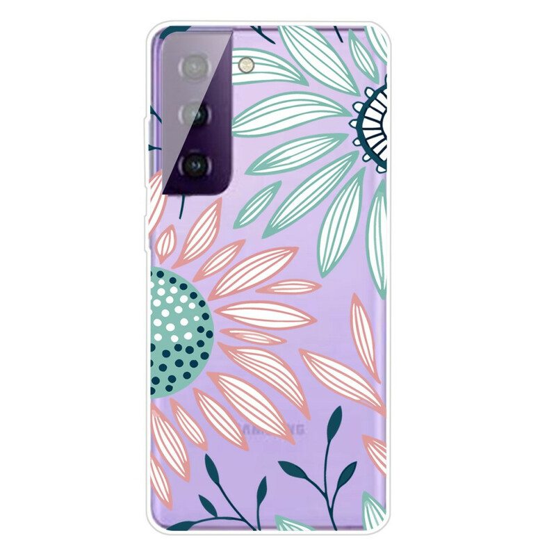 Case Samsung Galaxy S21 5G Läpinäkyvä Yksi Kukka