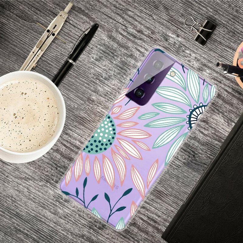 Case Samsung Galaxy S21 5G Läpinäkyvä Yksi Kukka