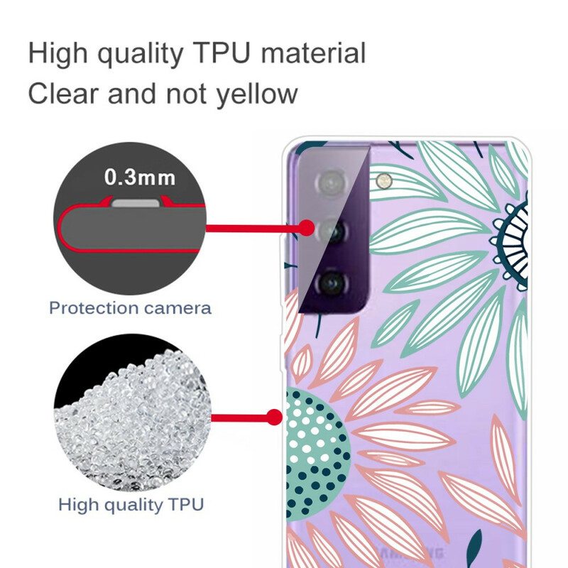 Case Samsung Galaxy S21 5G Läpinäkyvä Yksi Kukka