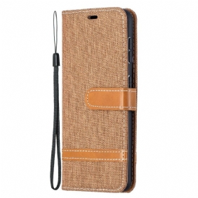 Flip Case Samsung Galaxy S21 5G Suojaketju Kuori Kangas- Ja Nahkaefektihihna