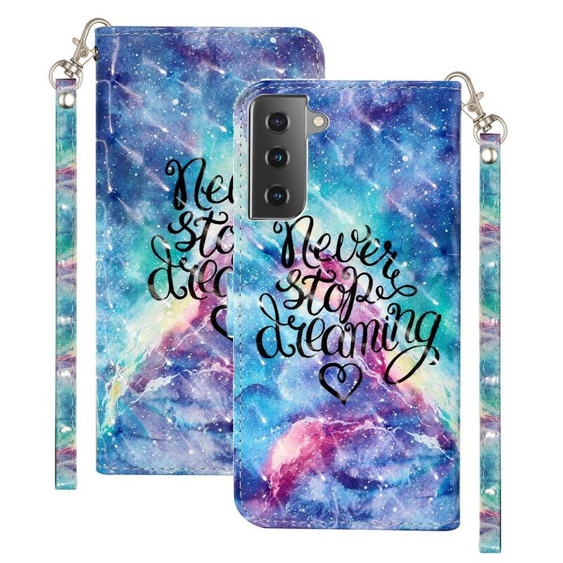 Kotelot Samsung Galaxy S21 5G Älä Koskaan Lopeta Lanyardin Kanssa
