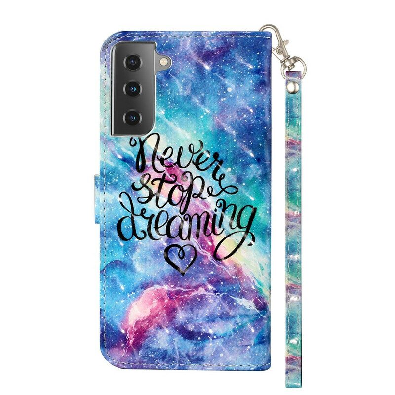 Kotelot Samsung Galaxy S21 5G Älä Koskaan Lopeta Lanyardin Kanssa