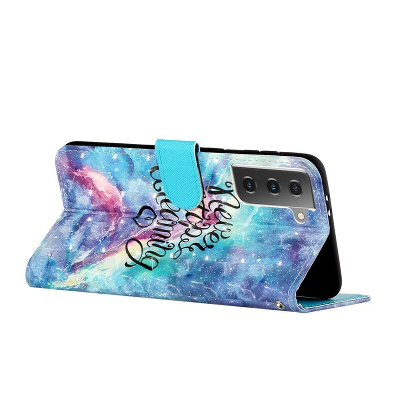 Kotelot Samsung Galaxy S21 5G Älä Koskaan Lopeta Lanyardin Kanssa