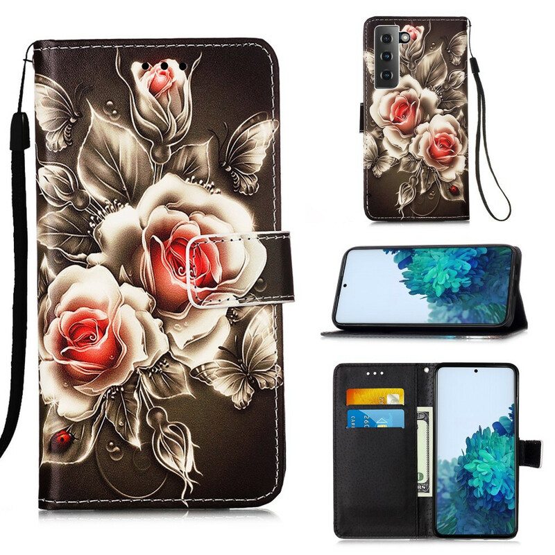 Kotelot Samsung Galaxy S21 5G Kultaiset Ruusut
