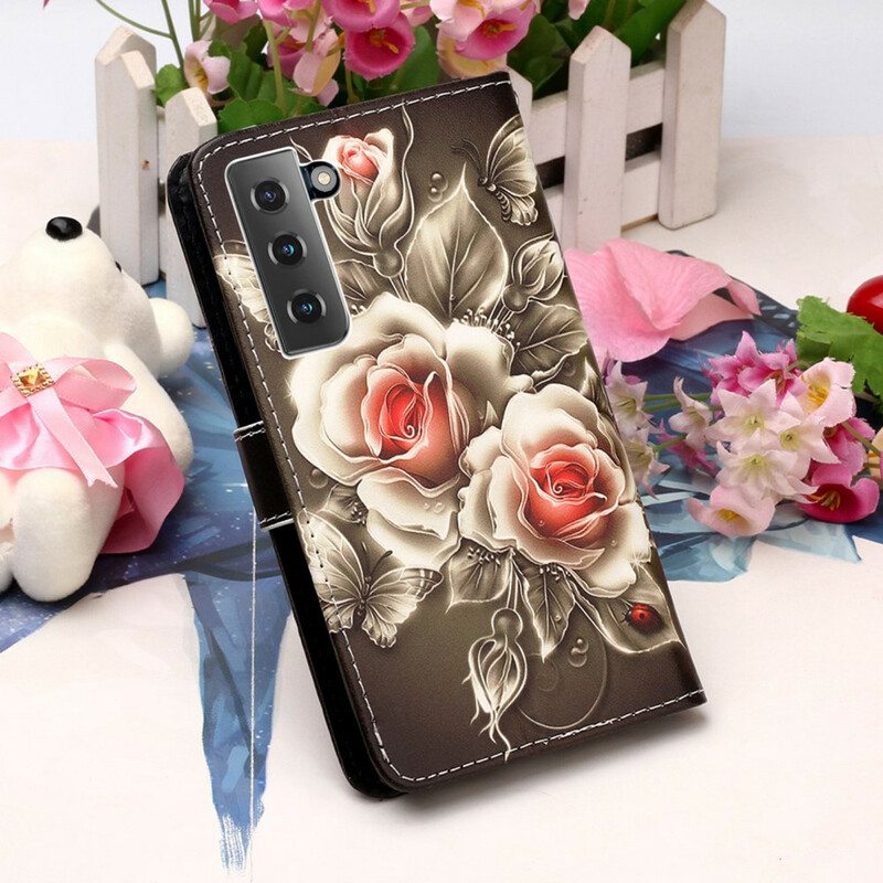 Kotelot Samsung Galaxy S21 5G Kultaiset Ruusut