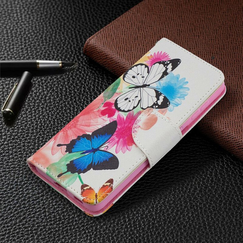 Kotelot Samsung Galaxy S21 5G Maalattuja Perhosia Ja Kukkia