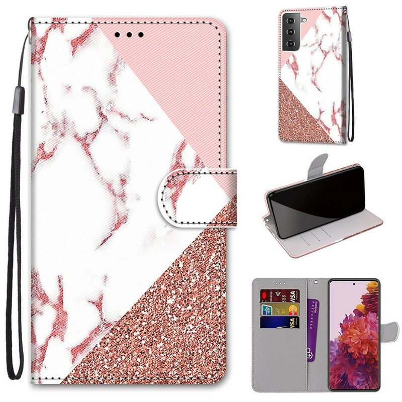 Kotelot Samsung Galaxy S21 5G Marmori- Ja Glitter-kolmio
