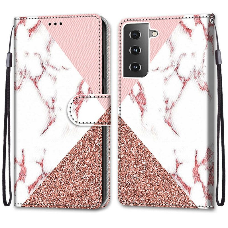 Kotelot Samsung Galaxy S21 5G Marmori- Ja Glitter-kolmio