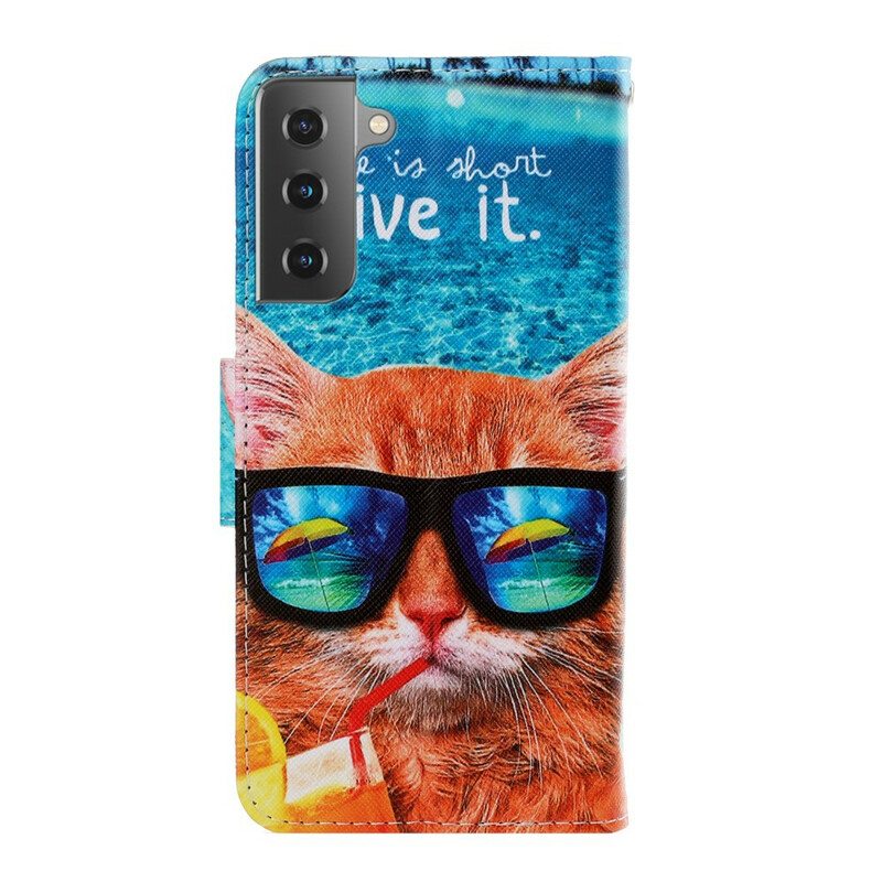 Kotelot Samsung Galaxy S21 5G Suojaketju Kuori Cat Live It Strappy