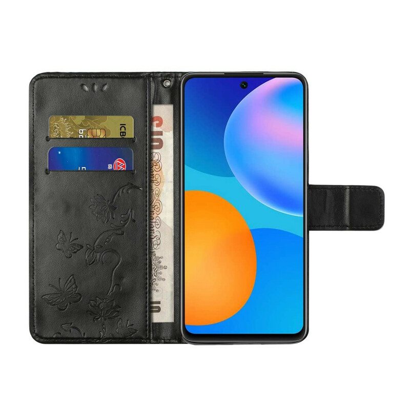Kotelot Samsung Galaxy S21 5G Suojaketju Kuori Stringit Perhosia Ja Kukkia